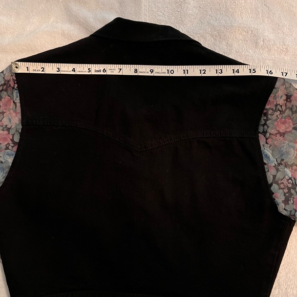 - Paris Blues Vintage Black Jean Jacket Sheer Flower Print Sleeves - Size … - Picture 9 of 11